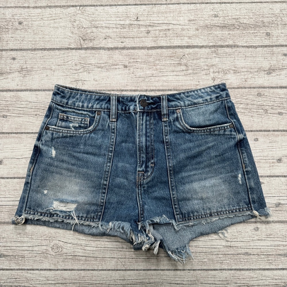 Hidden Shorts Women's Medium Blue Denim Distressed Cut Off High Rise Fit Summer